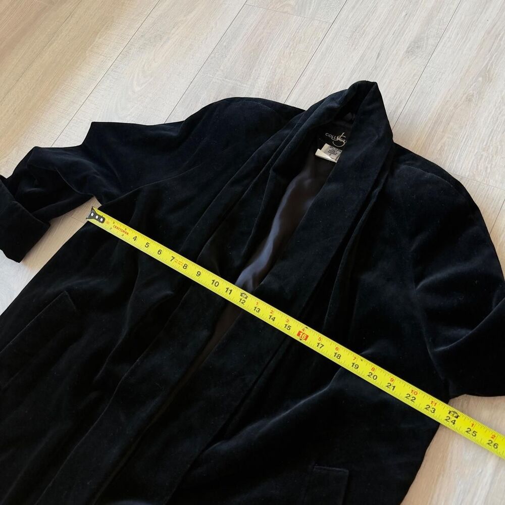 JS Collections Women's Small Black Velvet Long Opera Coat Vintage Old Money Glam - Picture 7 of 7